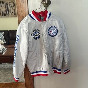 Philadelphia 76ers Satin Jacket - Silver, Blue, Red